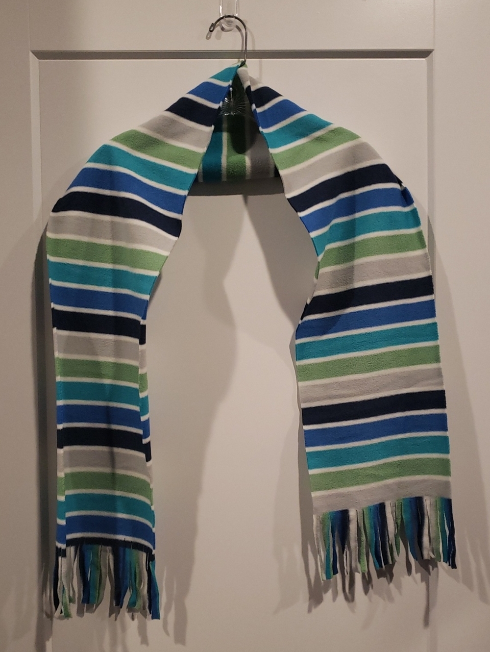 Source Unknown Blue, Navy, Teal & Green Striped Knit Scarf